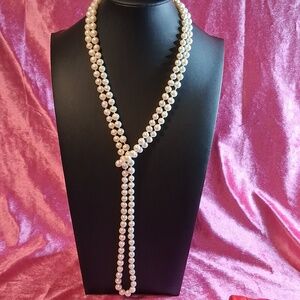 Long Elegant Genuine Pearl Necklace